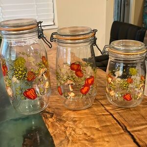 Vintage Arc France Spice Of Life Glass Canisters set of 3